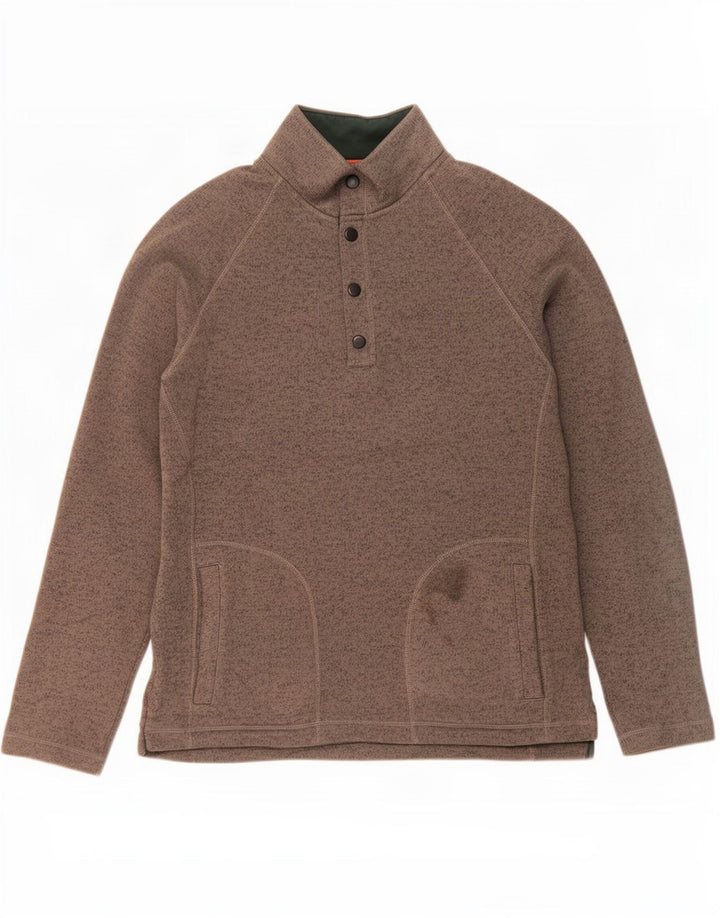 John Lewis Herren-Sweatshirt mit Knopfkragen, groß, grau geflecktes Polyester