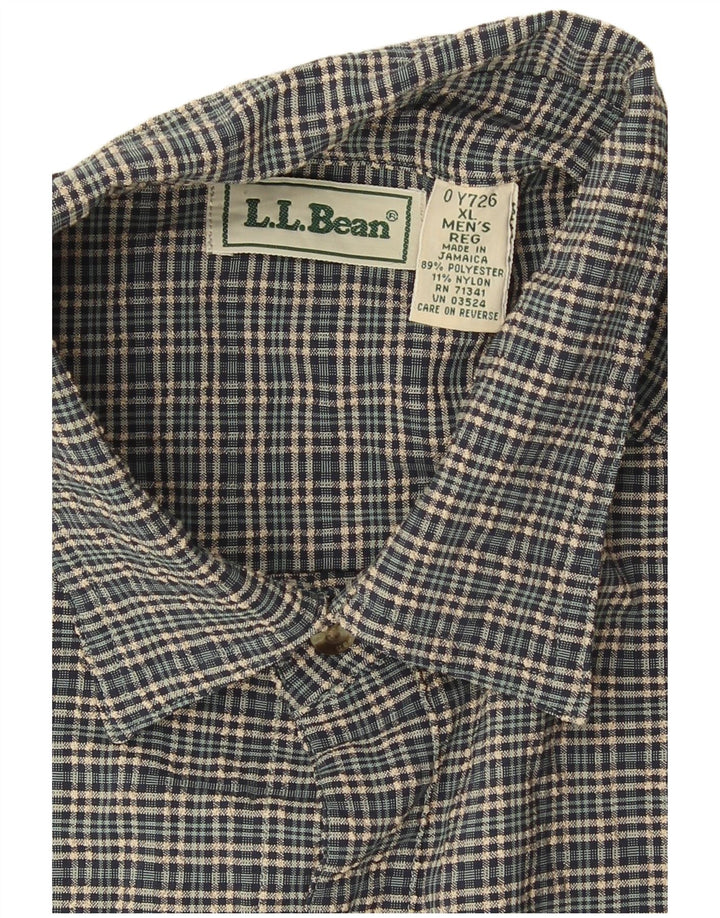 L.L.Bean Herren-Flanellhemd XL, grün kariert, Polyester