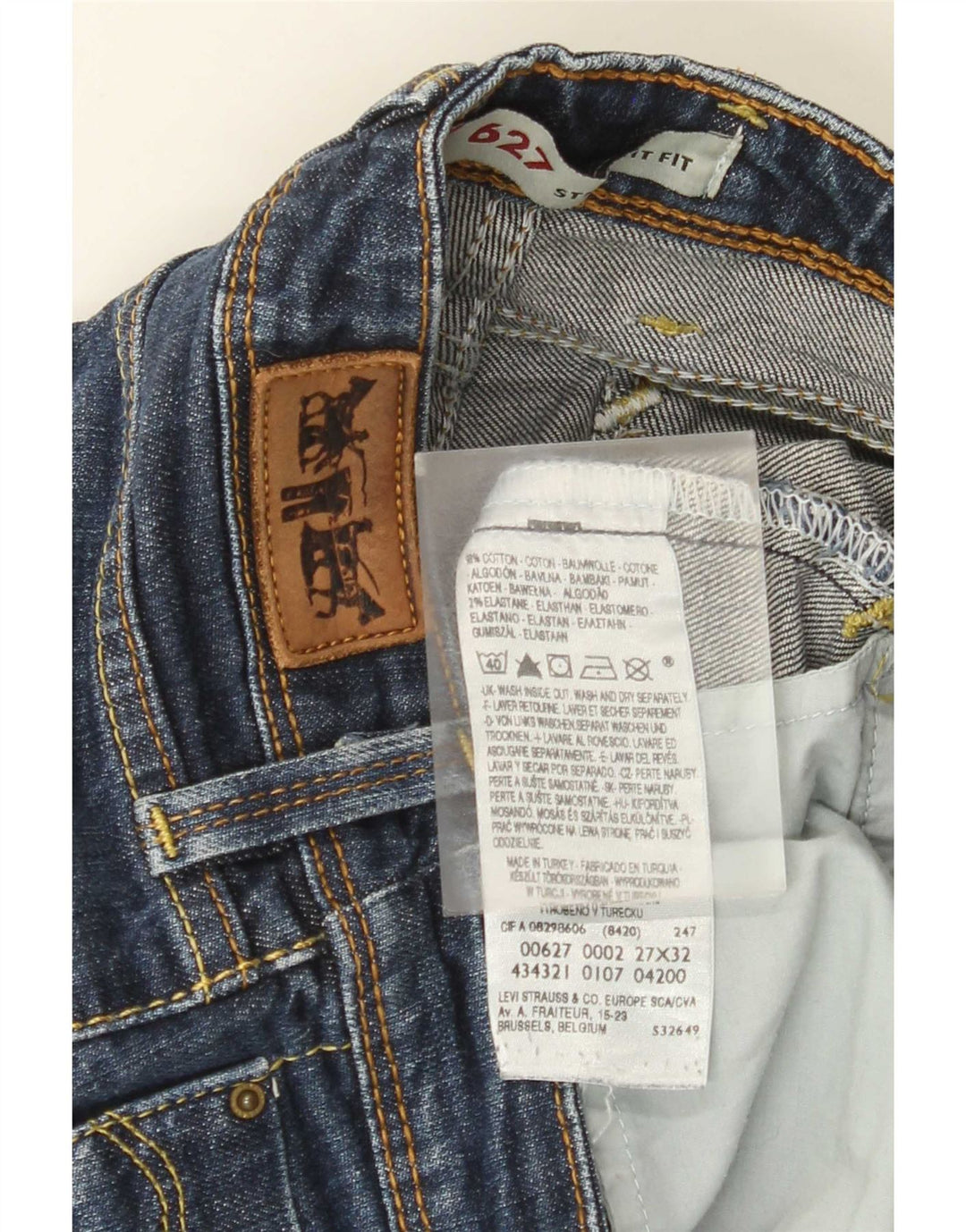 Levi's Damen 627 Straight Jeans W27 L32 Blaue Baumwolle