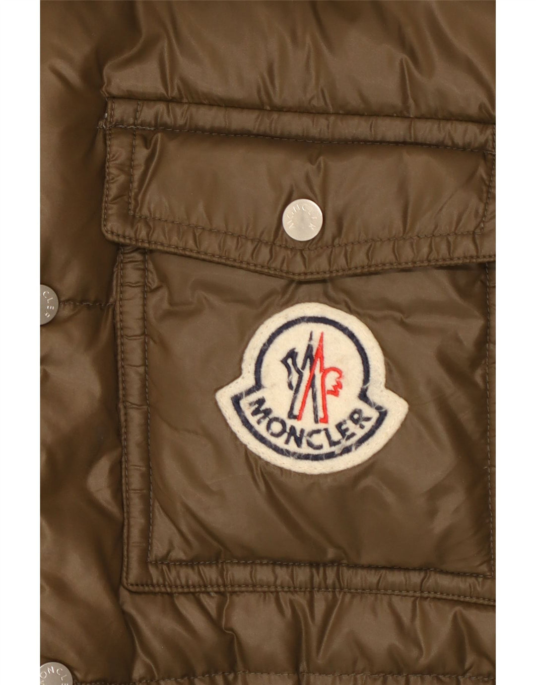 Moncler Herren Graphic Hooded Wattierte Jacke Größe 5 2XL Khaki Polyamid