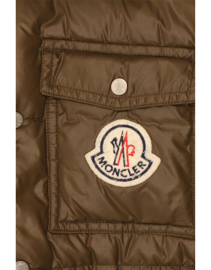 Moncler Herren Graphic Hooded Wattierte Jacke Größe 5 2XL Khaki Polyamid