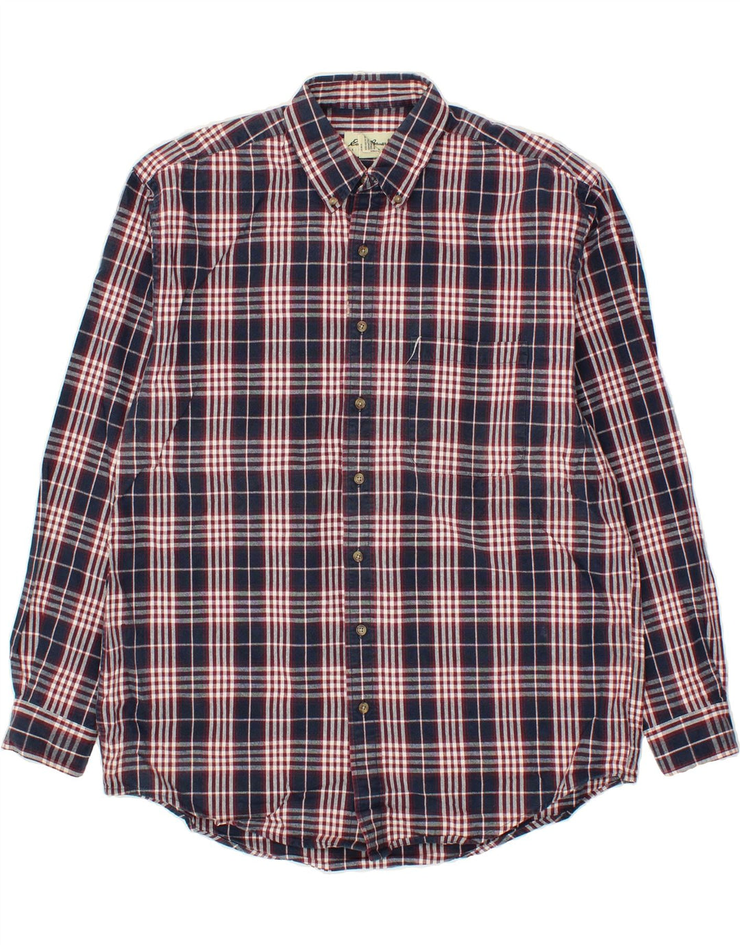 EDDIE BAUER Mens Shirt Large Navy Blue Check Cotton Vintage Eddie Bauer and Second-Hand Eddie Bauer from Messina Hembry 