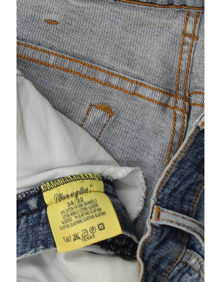 Wrangler Herren Texas Distressed Straight Jeans W34 L32 Blaue Baumwolle