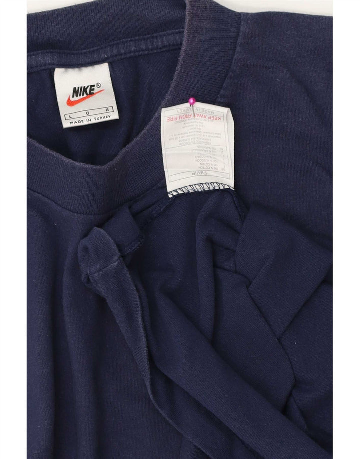 Nike Herren T-Shirt Top Large Marineblau Baumwolle