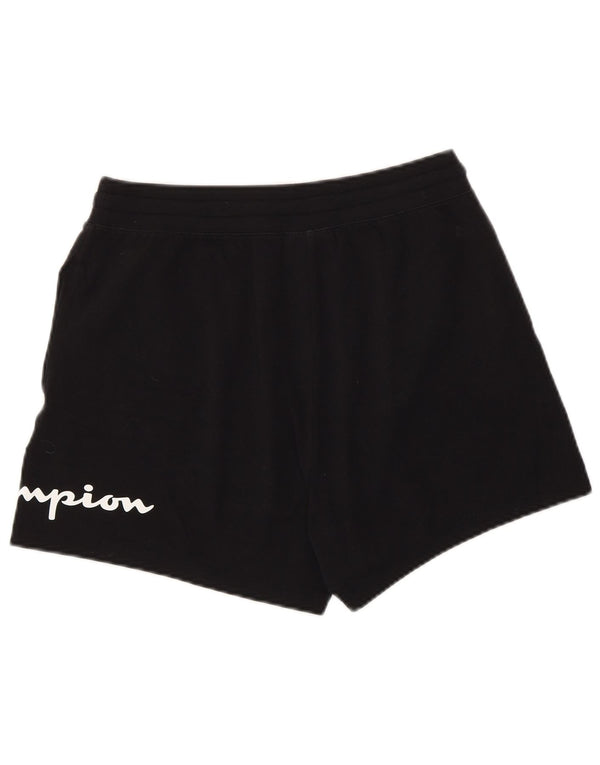 Champion Womens Graphic Sport Shorts UK 12 Mittelschwarze Baumwolle