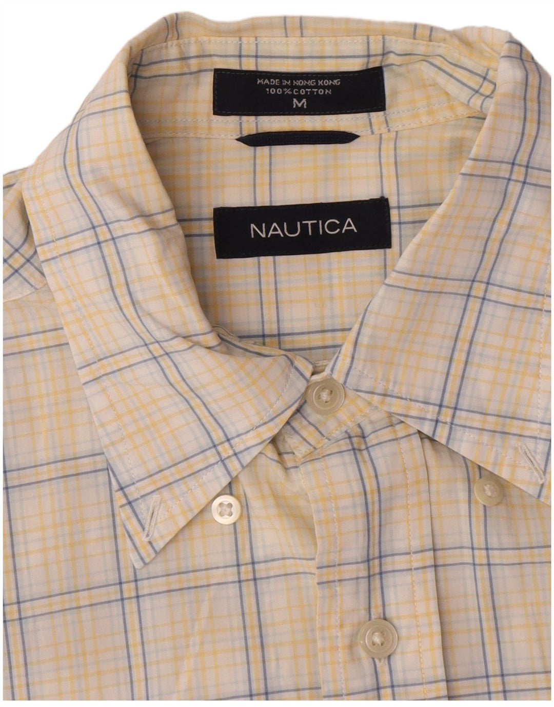 Nautica Herrenhemd aus mittelgelber Baumwolle mit Karomuster
