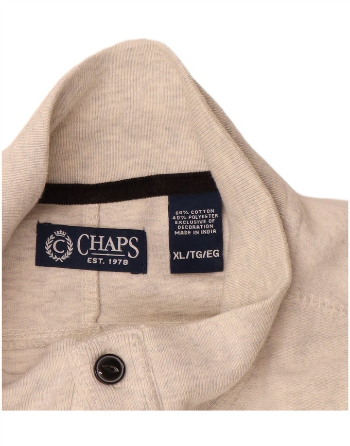 Chaps Herren-Sweatshirt mit Knopfkragen, XL, Grau, Colourblock-Baumwolle