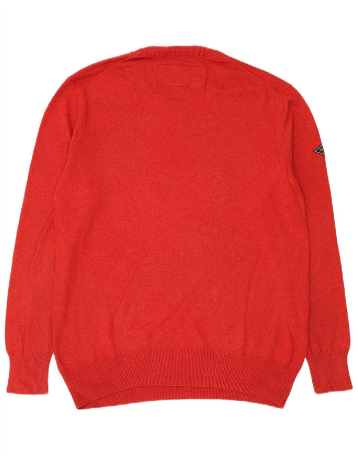 Superdry Herren-Pullover mit Rundhalsausschnitt, Größe L, aus roter Baumwolle