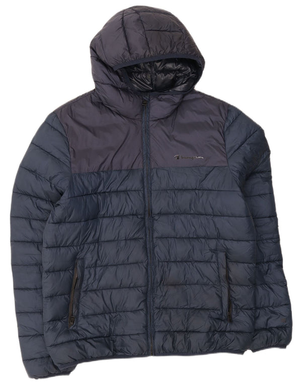 Champion wattierte Herrenjacke mit Kapuze, UK 42, XL, Marineblau, Farbblock
