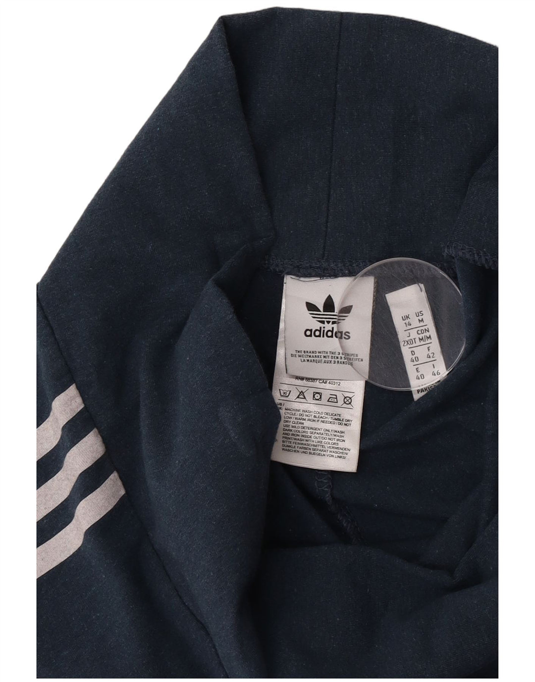 Adidas Damen Leggings UK 14 Large Marineblau Baumwolle