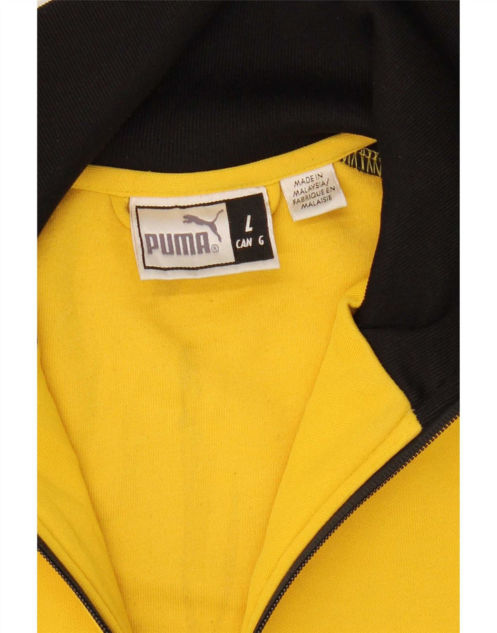Puma Herren-Trainingsanzug-Top-Jacke, großes gelbes Farbblock-Polyester