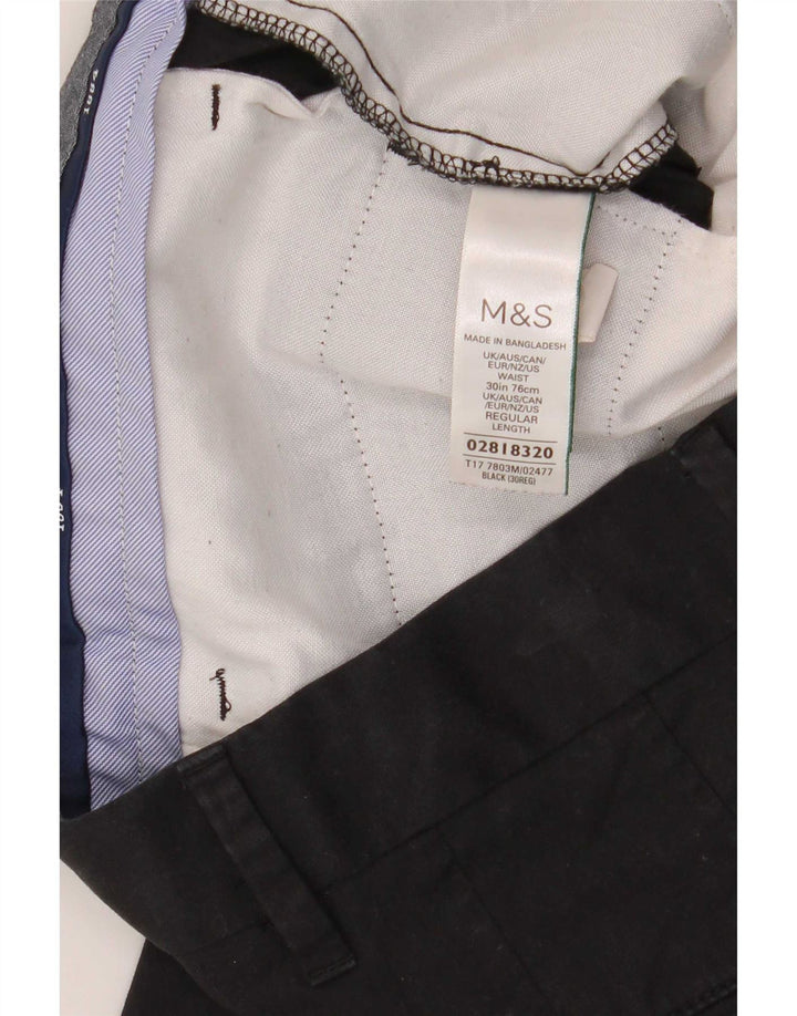 Marks & Spencer Herren Chinoshorts W30 Mittelschwarze Baumwolle