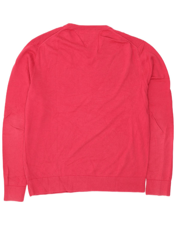 Tommy Hilfiger Herren-Pullover mit V-Ausschnitt, XL, rosa Baumwolle