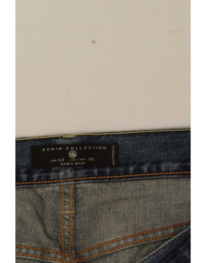 Zara Herren Distressed Slim Jeans EU 42 Large W32 L30 Blau