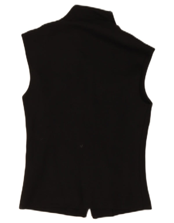 Zara Damen Crop Ärmelloses Trainingsoberteil Jacke UK 10 Small Schwarze Viskose