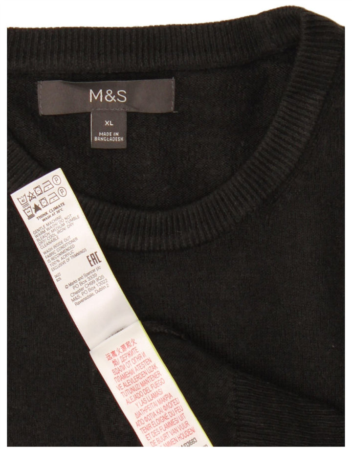 Marks & Spencer Herren-Pullover mit Rundhalsausschnitt, XL, schwarzes Acryl