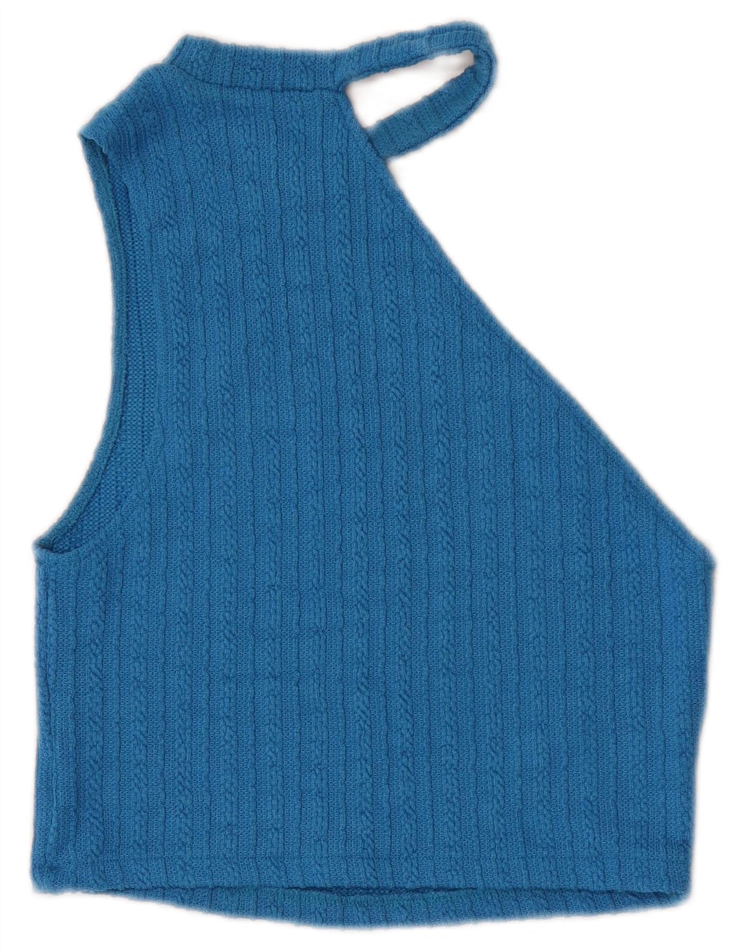 Zara Damen Knit Crop Off Shoulder Top UK 12 Mittelblau