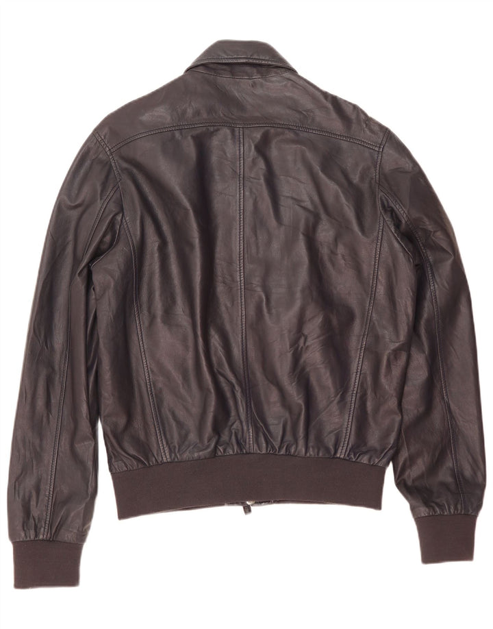 Pollini Herren-Bomber-Lederjacke IT 50, großes marineblaues Leder