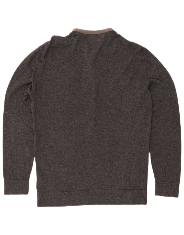 GUESS Herren-Pullover mit Rundhalsausschnitt, groß, graue Baumwolle