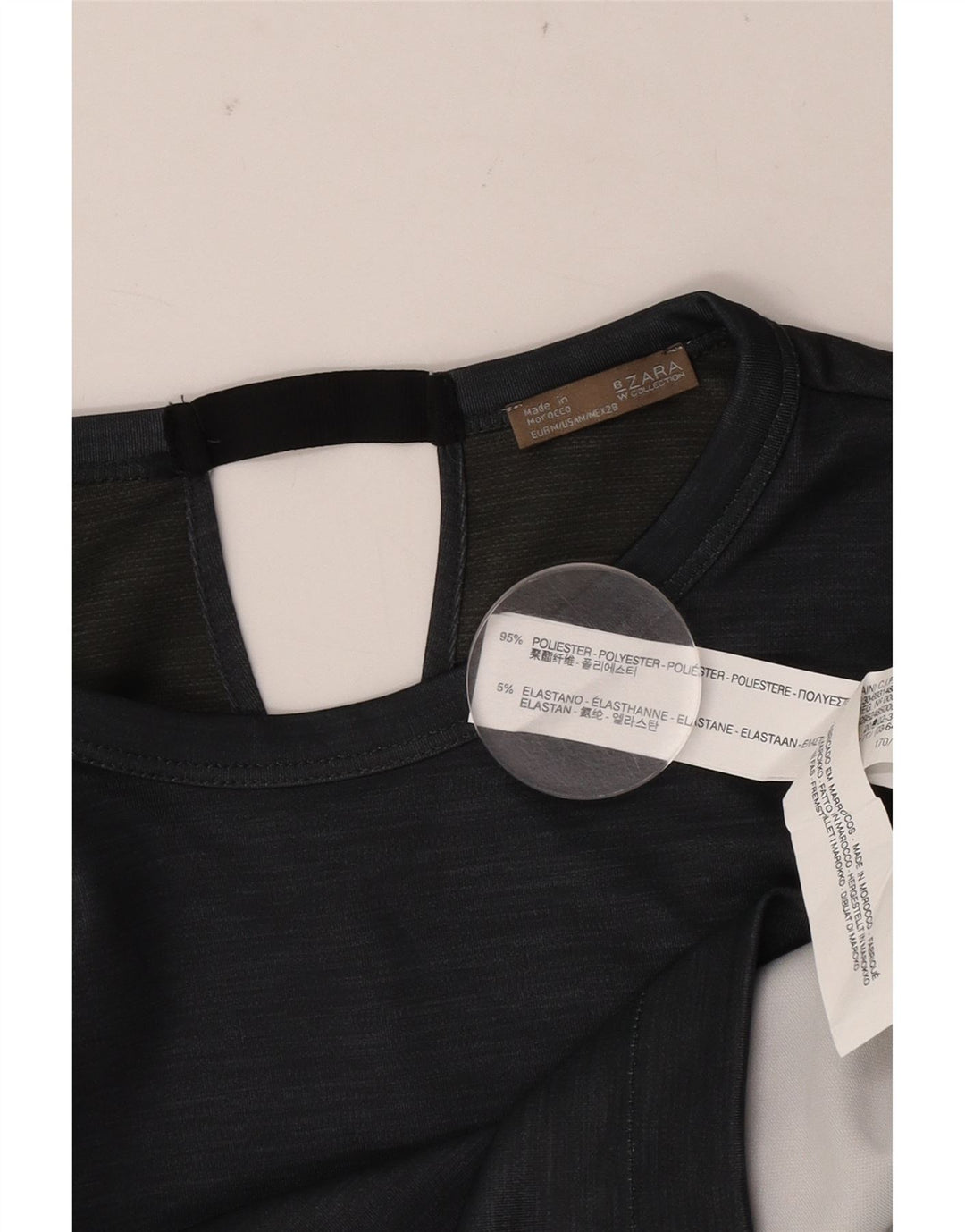 Zara Damen Crop T-Shirt Top UK 14 Mittelgraues Polyester