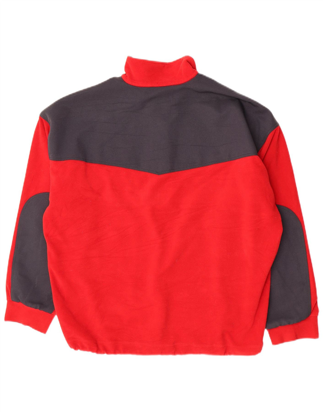 Think Pink Herren-Fleecepullover mit Reißverschluss am Hals, großes rotes Farbblock-Polyester