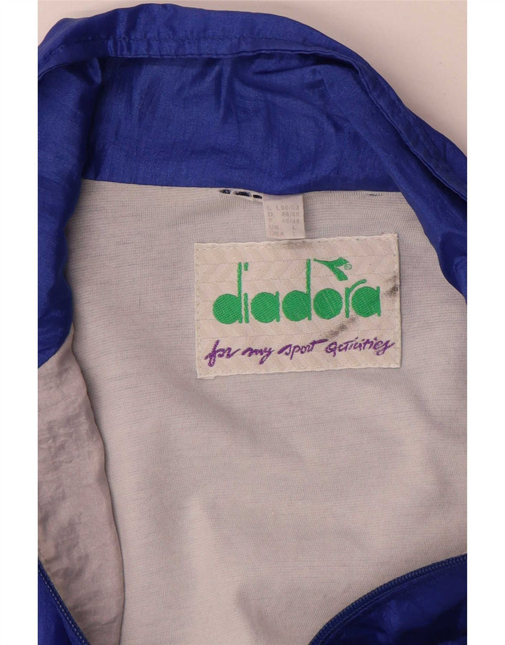 Diadora Herren-Trainingsanzug-Oberteil, Jacke, Größe L, Blau, Farbblock