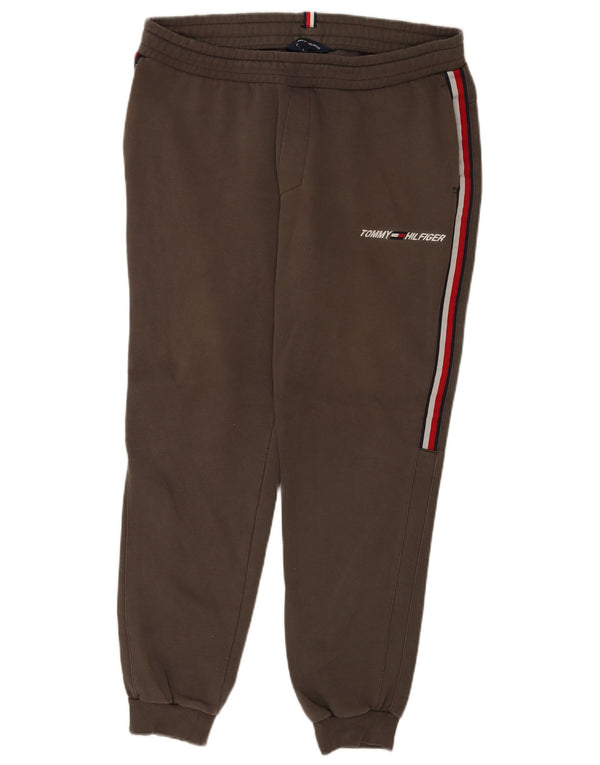 Tommy Hilfiger Mens Graphic Tracksuit Trousers Joggers Large Grey Cotton
