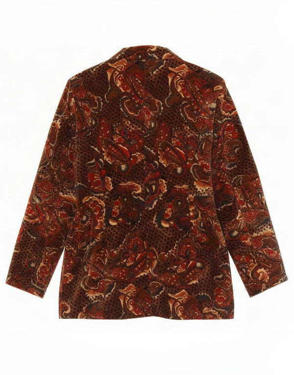 Vintage Damen 3 Knopf Samt Blazer Jacke IT 50 XL Braun Paisley