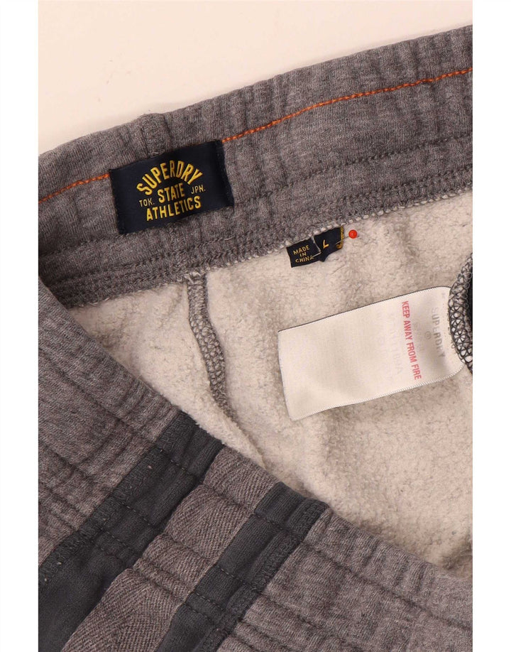 Superdry Herren-Trainingshose, große graue Colourblock-Baumwolle