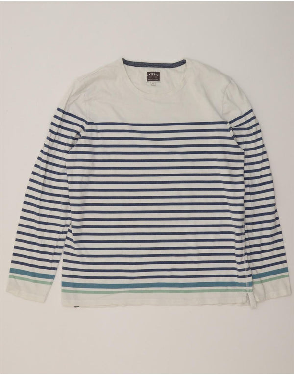 Fat Face Herren-Top, langärmelig, XL, weiß gestreift, Baumwolle