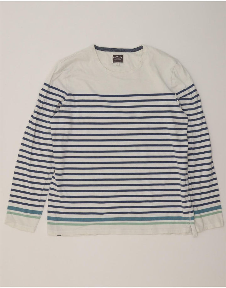 Fat Face Herren-Top, langärmelig, XL, weiß gestreift, Baumwolle
