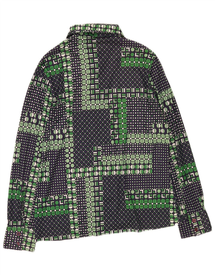 Vintage Damen Shirt UK 14 Mittelgrün Geometrisch