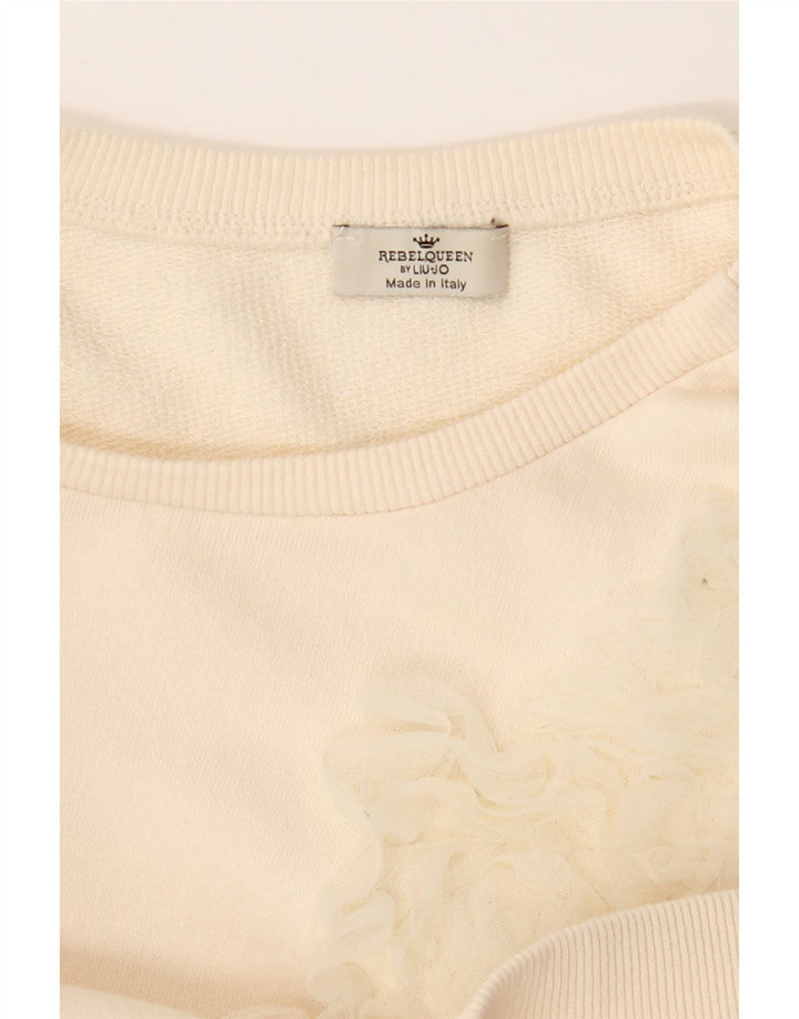 Liu Jo Damen Sweatshirt Pullover UK 14 Medium Off White Floral