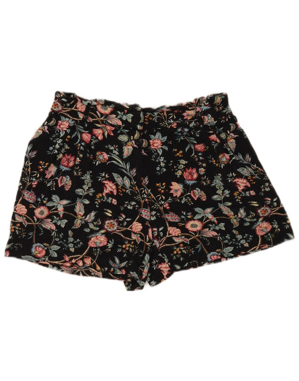 Oasis Damen-Chinoshorts, UK 10, Größe S, W28, Schwarz mit Blumenmuster