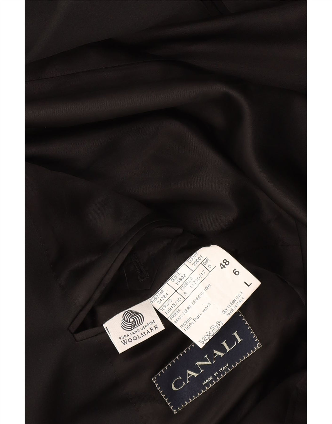 Canali Herren Longline 1-Knopf-Blazerjacke IT 48 Mittelschwarze Schurwolle