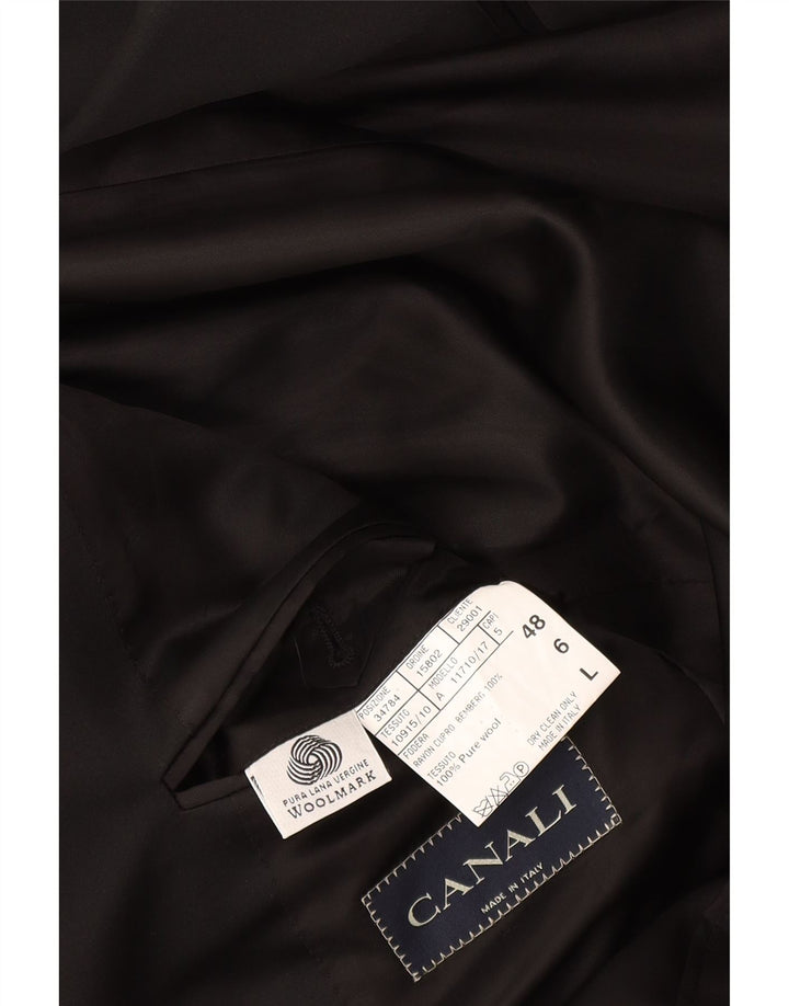 Canali Herren Longline 1-Knopf-Blazerjacke IT 48 Mittelschwarze Schurwolle