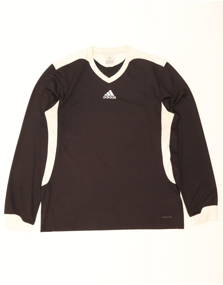 Adidas Herren Climalite Top Langarm Großes schwarzes Colourblock-Polyester