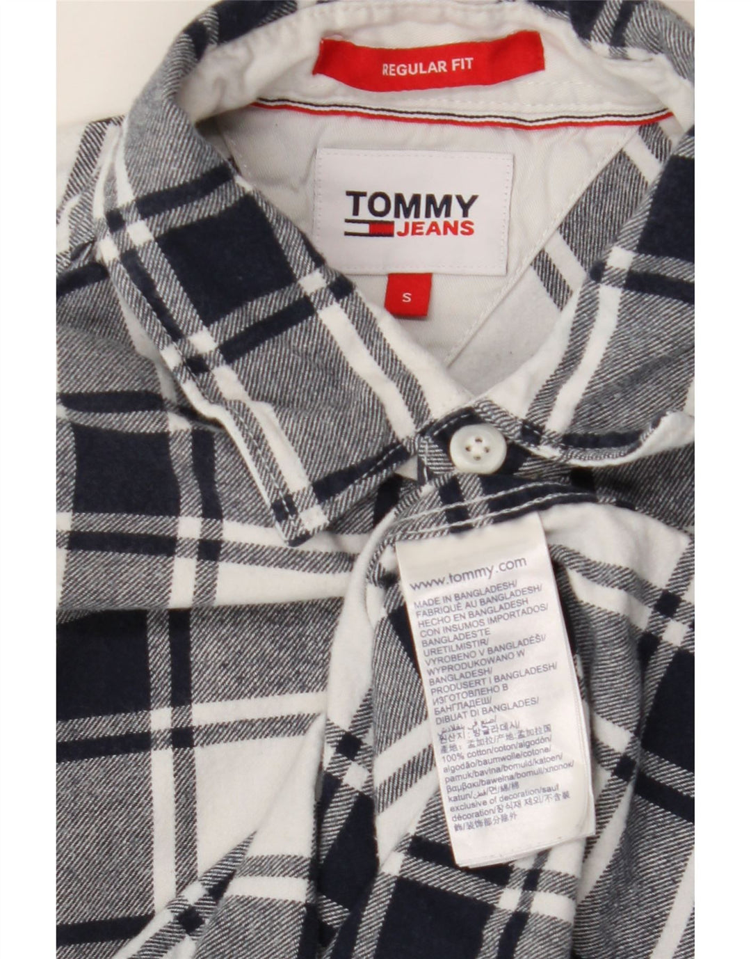 TOMMY HILFIGER Herren-Flanellhemd mit normaler Passform, klein, marineblau, kariert, Baumwolle