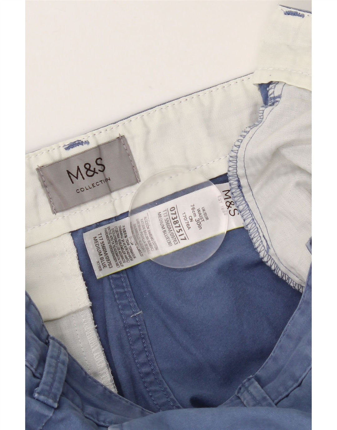 Marks & Spencer Herren-Chinoshorts W30, mittelmarineblaue Baumwolle