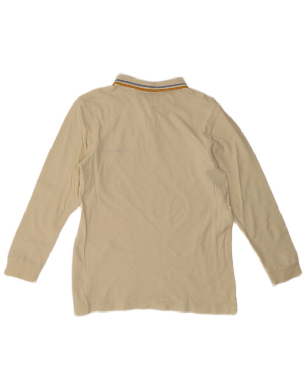Champion Langarm-Poloshirt für Jungen, 11–12 Jahre, groß, cremefarbene Baumwolle