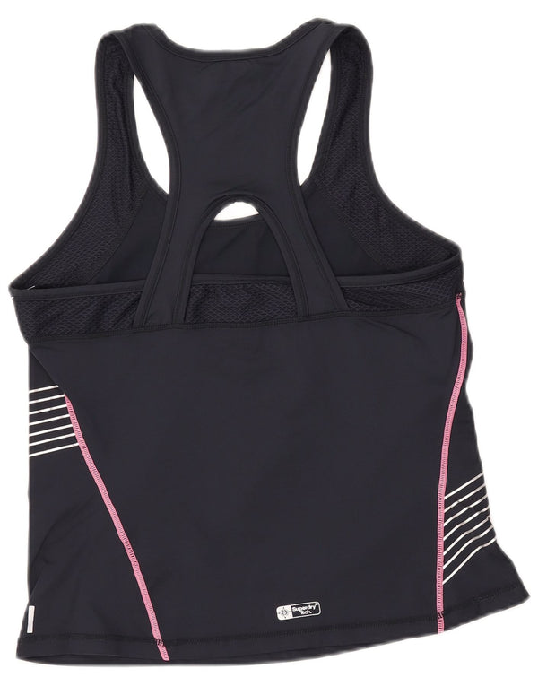 SUPERDRY Damen-Top mit Grafik, UK 18, XL, schwarzes Nylon