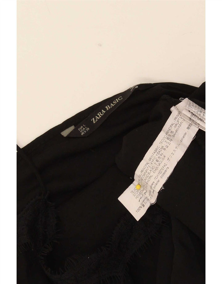 Zara Damen Crop Cami Top UK 16 Large Schwarz Polyester