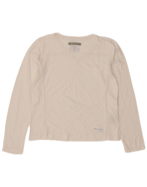 Champion Damen Top Langarm UK 10 Small Off White Baumwolle