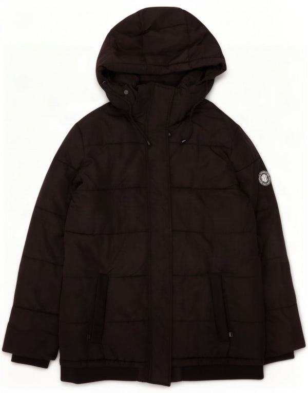 Dkny Damen-Kapuzenmantel, übergroß, gepolstert, UK 14, Mittelschwarz, Polyester