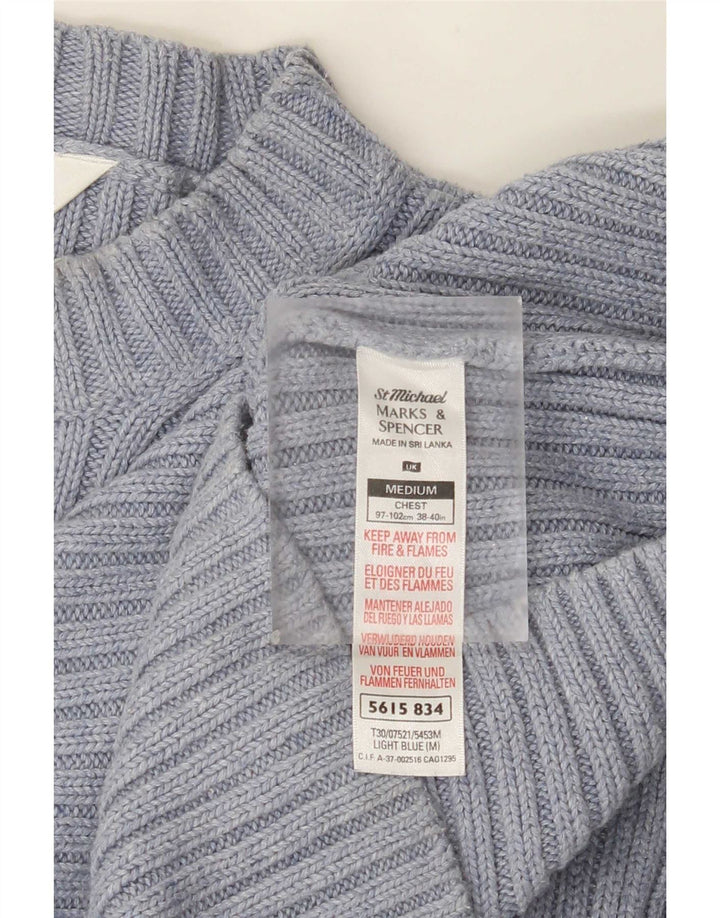 Marks & Spencer Herren-Pullover mit Rundhalsausschnitt, mittelblaue Baumwolle