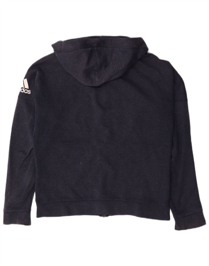 Adidas Herren-Kapuzenpullover mit Reißverschluss, mittlere marineblaue Baumwolle