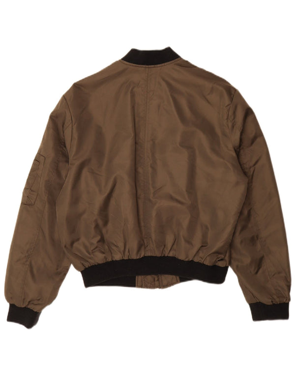 Übergroße Bomberjacke für Damen von Zara, UK 10, Small, Khaki, Colourblock-Polyamid