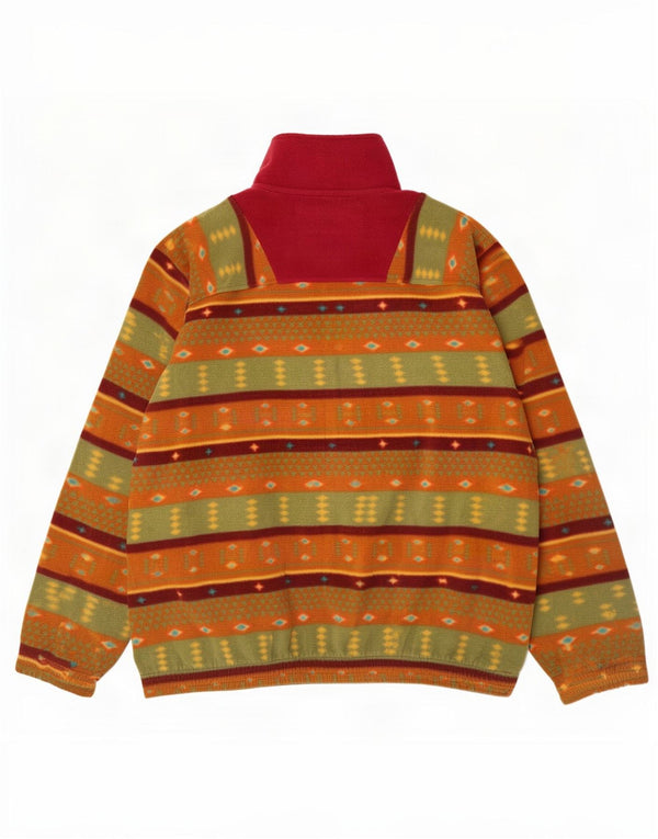 Vintage Herren-Fleecepullover mit Reißverschluss, XL, mehrfarbig, geometrisch