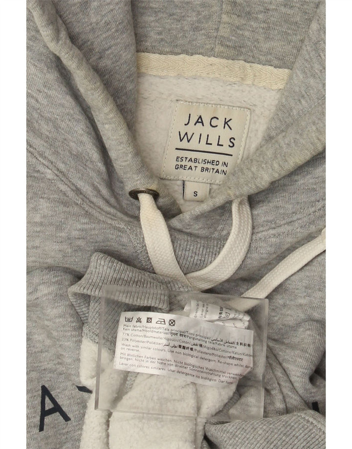 Jack Wills Herren-Kapuzenpullover mit Grafik, Größe S, graue Baumwolle