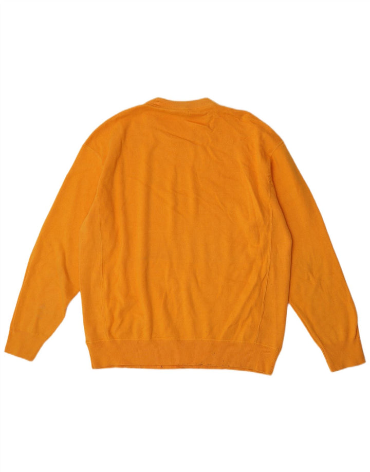 Zara Herren-Pullover mit Rundhalsausschnitt, groß, gelbe Baumwolle